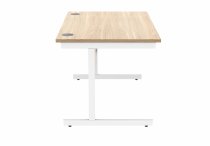 Straight Cantilever Desk & Pedestal Bundle | Desk 1200w x 800d | 2 Drawer Mobile Pedestal | Canadian Oak | White | Everyday VALUE