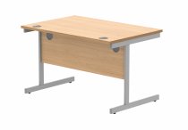 Straight Cantilever Desk & Pedestal Bundle | Desk 1200w x 800d | 3 Drawer Mobile Pedestal | Norweigan Beech | Silver | Everyday VALUE