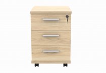 Straight Cantilever Desk & Pedestal Bundle | Desk 1200w x 800d | 3 Drawer Mobile Pedestal | Canadian Oak | Silver | Everyday VALUE