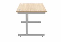 Straight Cantilever Desk & Pedestal Bundle | Desk 1200w x 800d | 3 Drawer Mobile Pedestal | Canadian Oak | Silver | Everyday VALUE