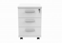 Straight Cantilever Desk & Pedestal Bundle | Desk 1200w x 800d | 3 Drawer Mobile Pedestal | Arctic White | Silver | Everyday VALUE