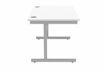 Straight Cantilever Desk & Pedestal Bundle | Desk 1200w x 800d | 3 Drawer Mobile Pedestal | Arctic White | Silver | Everyday VALUE