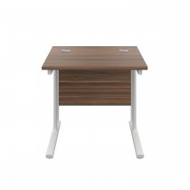 Everyday Straight Desk | Double Upright Cantilever | 800mm x 800mm | Dark Walnut Top | White Frame