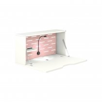 Wall Mounted Desk | 800 x 230mm | White Laminate | Palest Pink Panel | Bisley Hideaway