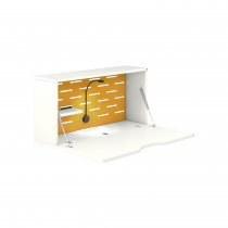 Wall Mounted Desk | 800 x 230mm | White Laminate | Golden Sunflower Yellow Panel | Bisley Hideaway