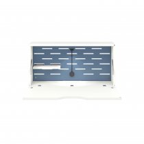 Wall Mounted Desk | 800 x 230mm | White Laminate | Bisley Blue Panel | Bisley Hideaway