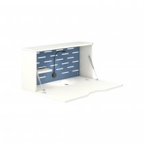 Wall Mounted Desk | 800 x 230mm | White Laminate | Bisley Blue Panel | Bisley Hideaway