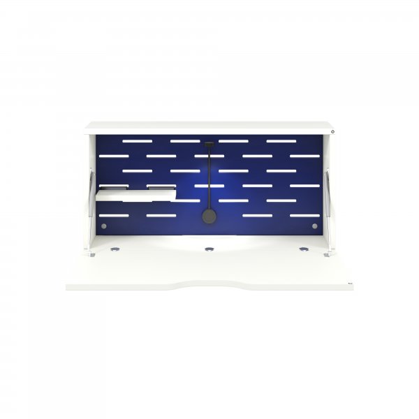 Wall Mounted Desk | 800 x 230mm | White Laminate | Oxford Blue Panel | Bisley Hideaway