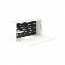 Wall Mounted Desk | 800 x 230mm | White Laminate | Black Panel | Bisley Hideaway