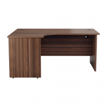 Everyday Panel End Desk | Radial | Left Hand | 1600 x 1200mm | Dark Walnut