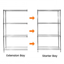 Extension Bay | Chrome Wire Shelving | 1820h x 760w x 305d mm | 4 Levels | 300kg Max Weight per Shelf | Eclipse®