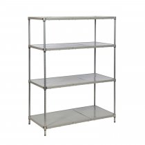 Hygienic Shelving | 1625h x 610w x 610d mm | 4 Solid Shelves | 360kg Max Weight per Shelf | Eclipse® Plastic Plus