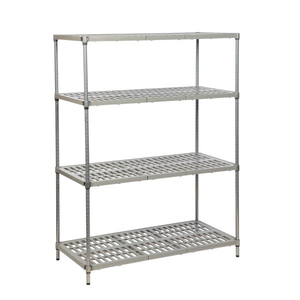 Hygienic Shelving | 1820h x 1220w x 610d mm | 4 Vented Shelves | 360kg Max Weight per Shelf | Eclipse® Plastic Plus