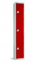 Standard Locker | 3 Doors | 1800 x 300 x 450mm | Red