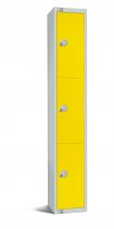 Standard Locker | 3 Doors | 1800 x 300 x 450mm | Yellow