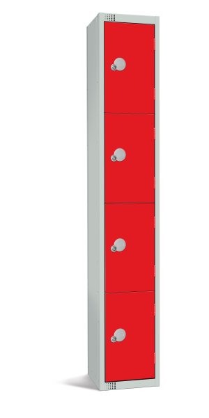 Standard Locker | 4 Doors | 1800 x 300 x 450mm | Red