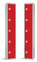 Standard Locker | 5 Doors | 1800 x 300 x 450mm | Red