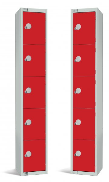 Standard Locker | 5 Doors | 1800 x 300 x 450mm | Red